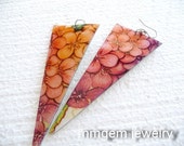 Picture, earrings, triangle, jewelry, dusty pink, pastel, floral, branch, tree , lightweight, decoupage, decoupage jewelry, clearance, sale,