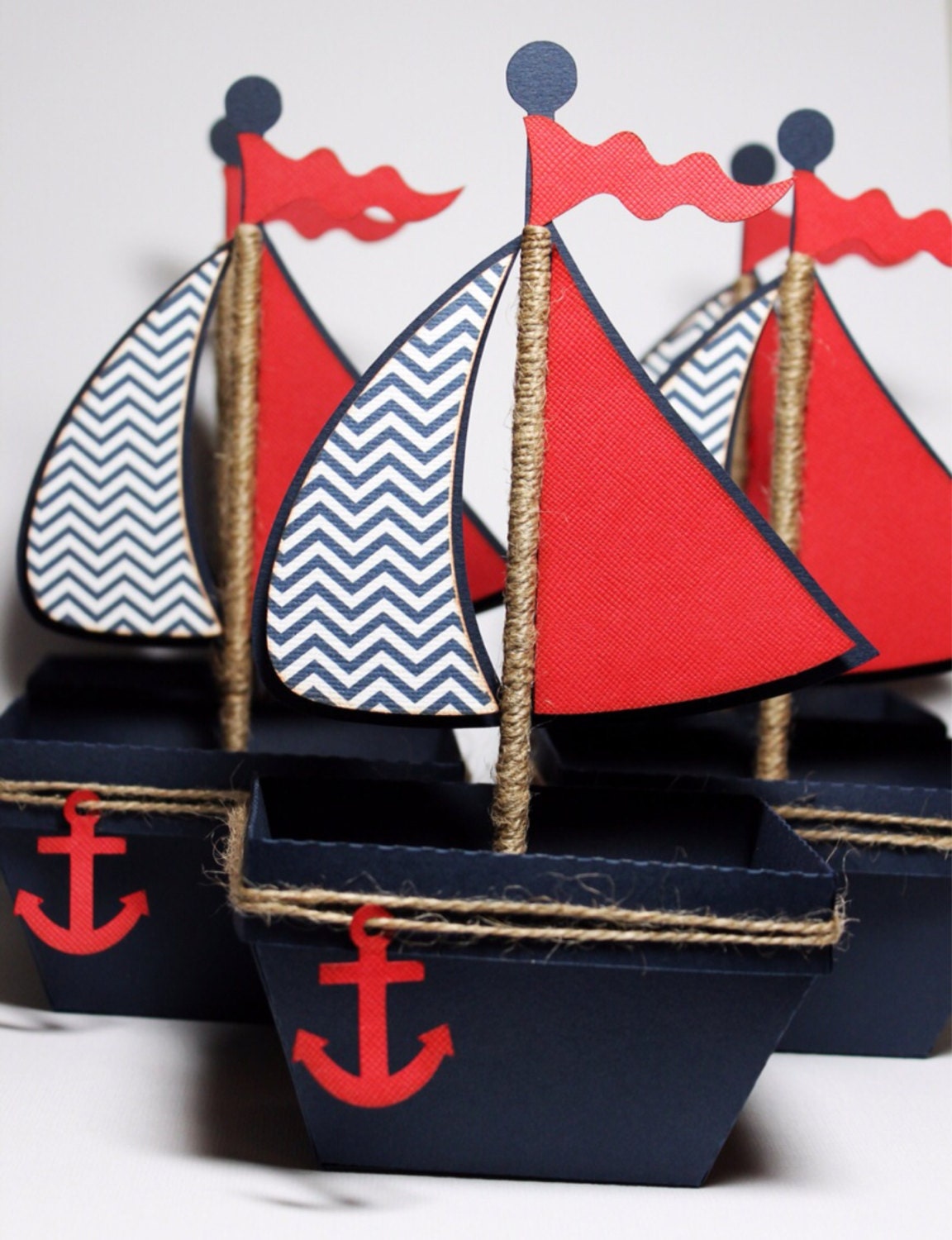 Boat Nautical Favor Box Treat Box Set Of 10