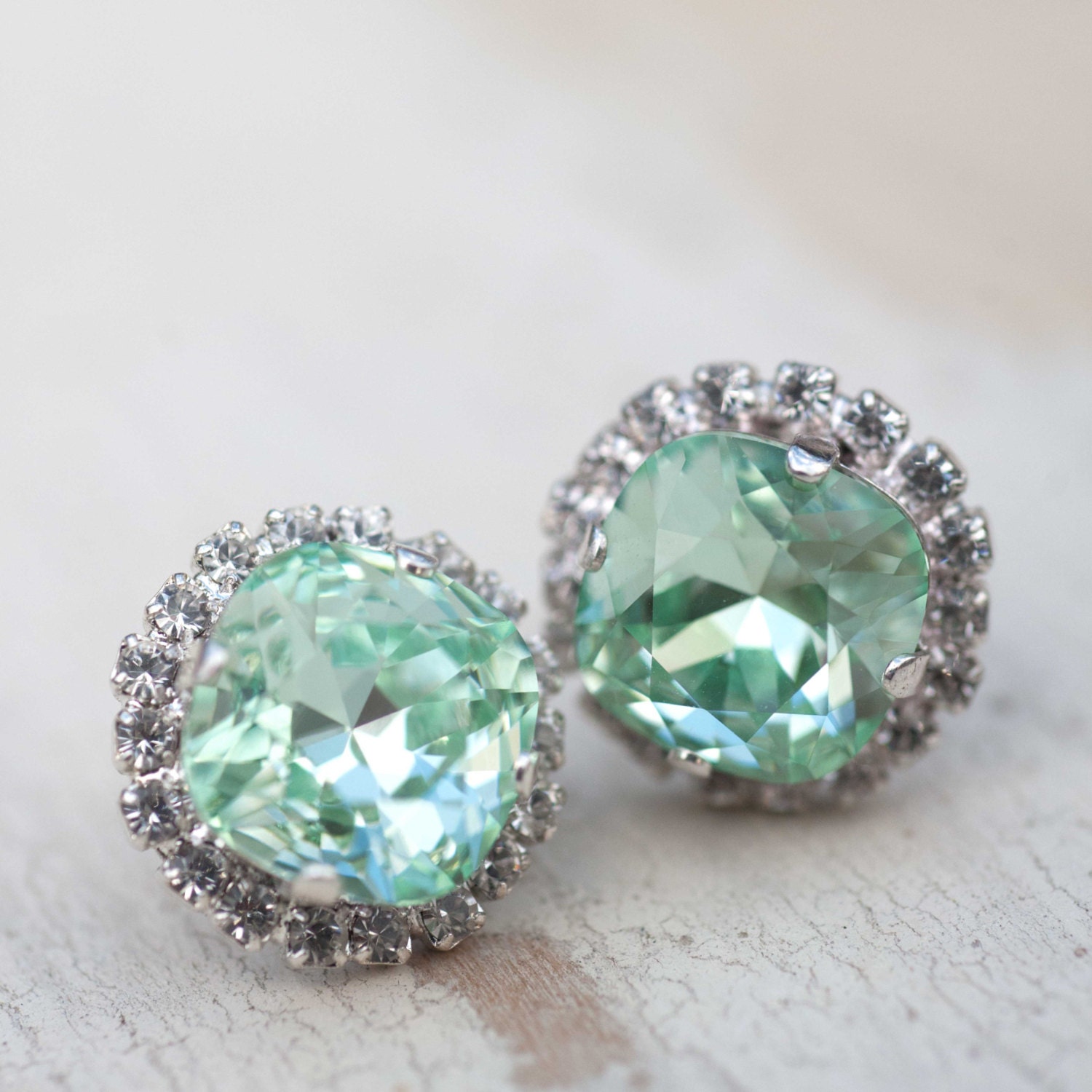 mint green seafoam earrings wedding jewelry sugar by NotOneSparrow