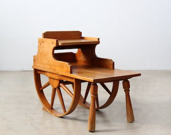 1940s wagon wheel table, vintage Monterey end table