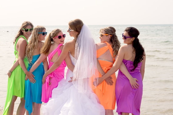 Bridesmaids Neon Dresses by StaysiLee on Etsy