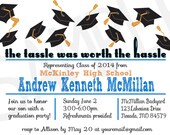 Senior High School Graduation Party Printable Invitation - Cap and Gown - Custom, DIY, School Colors, Celebration Tassle Worth the Hassle Il_170x135