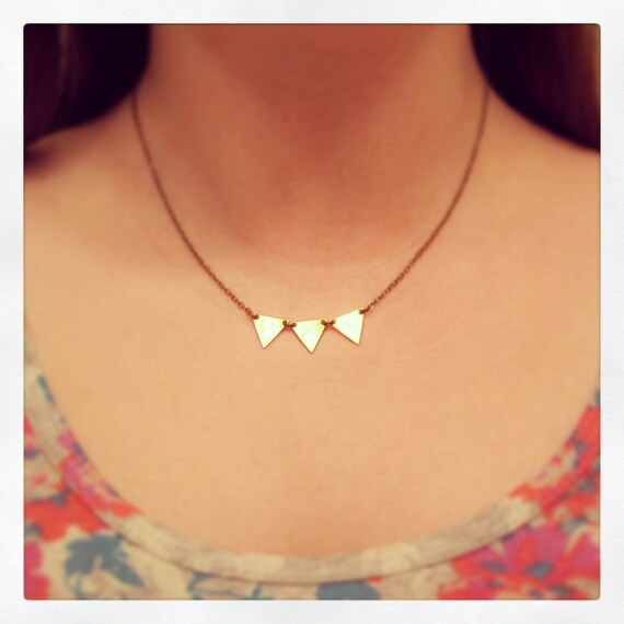 Items similar to Brass Bunting Necklace - Pennant Flag - Geometric ...