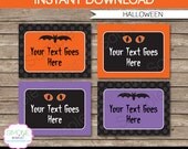 Halloween Food Labels or Food Buffet Tags - INSTANT DOWNLOAD and EDITABLE template - type your own text in Adobe Reader Il_170x135