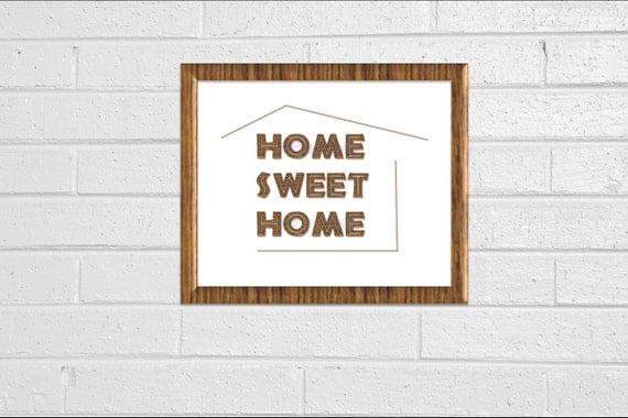 Rustic Wood Look "Home Sweet Home" Minimal Print 8x10 Wall Decor Printable Instant Download Wood Look Sign Home Decor Wall Quote