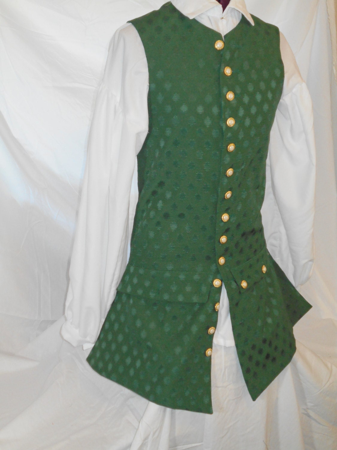 XSmall Emerald Green Men&#39;s Colonial Pirate Waistcoat Vest