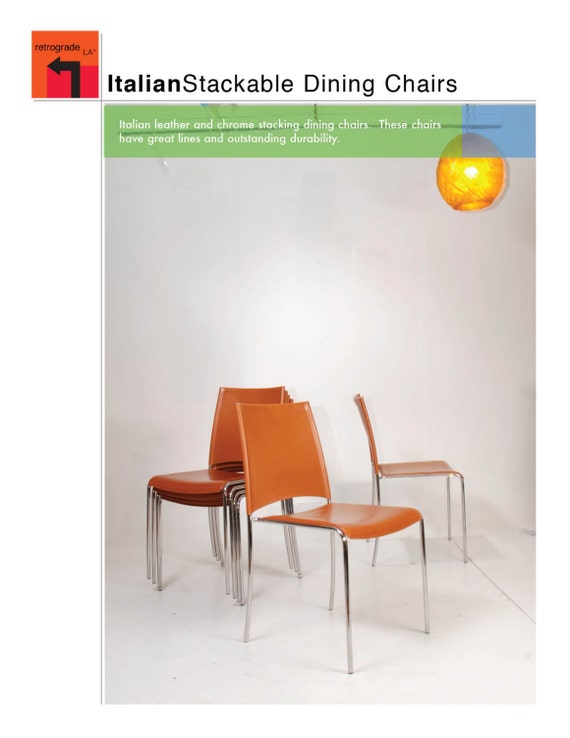 Items similar to Italian Stackable Leather Dining Chairs on Etsy