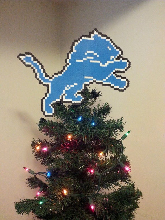 Items similar to Detroit Lions Perler Bead Christmas Tree Topper on Etsy