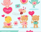 SWEET LOVE 1 Digital Clipart , Happy Valentine,s Day Clipart, Animals ClipArt / Instant Download Il_170x135