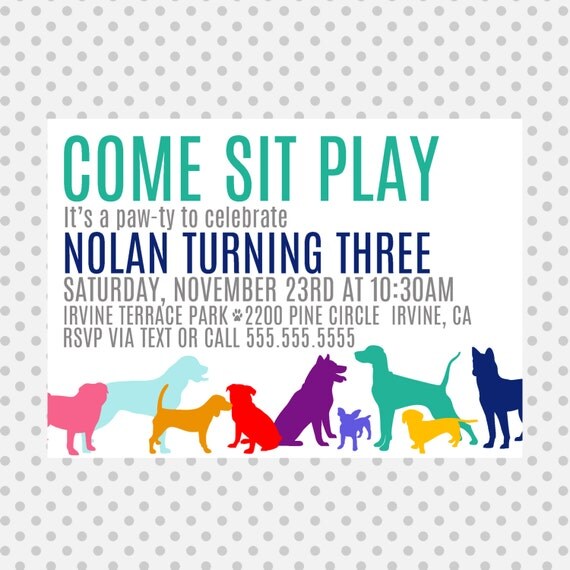 Dog Birthday Party Invite - Puppy Invitation - Puppy Pawty - Party Supplies Il_570xn