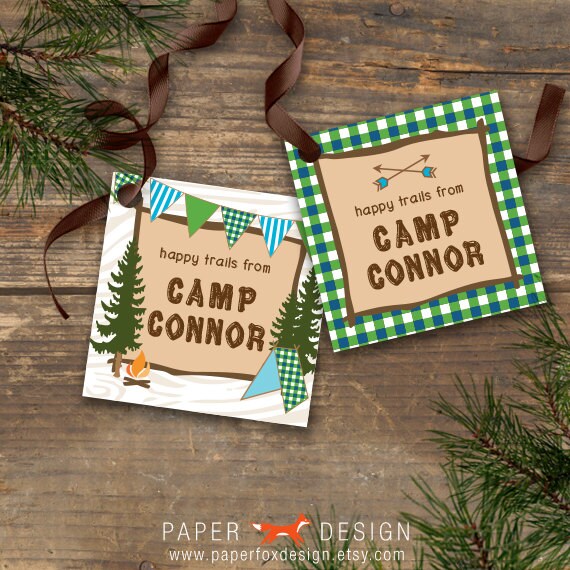 Items similar to Favor Gift Tags - Camp Theme - DIY Printable on Etsy