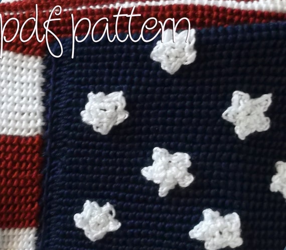 PDF Crochet Pattern - Intermediate - American Flag Afghan Blanket ...