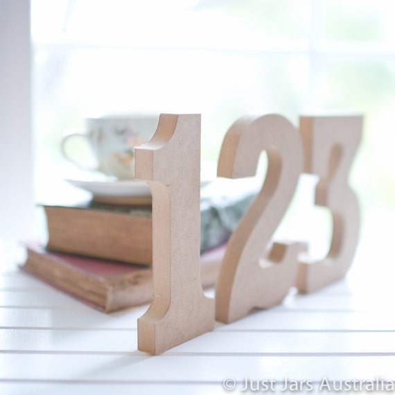 Freestanding wooden table numbers 15cm tall Ready to paint