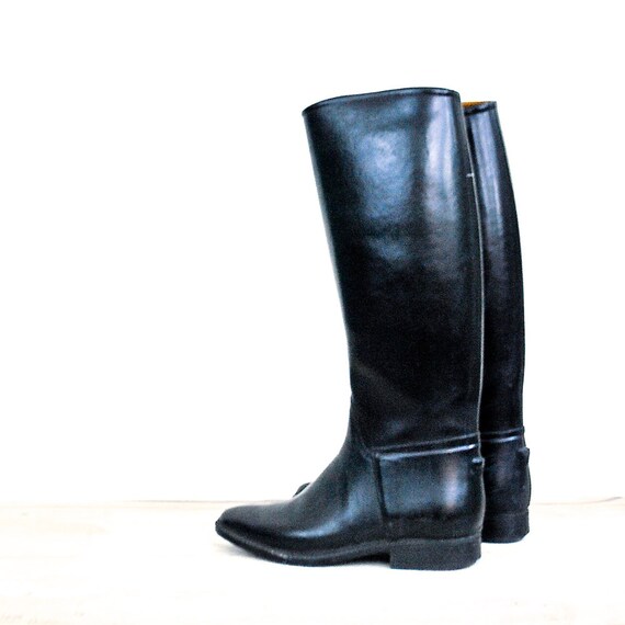 Vintage 1960s Riding Rubber Boots / 60s Shoes Riding Boots