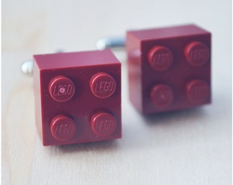 Maroon Cufflinks With Lego Bricks - Father's Day 2016 - Unique Wedding Cuff Links - Hipster Accessories