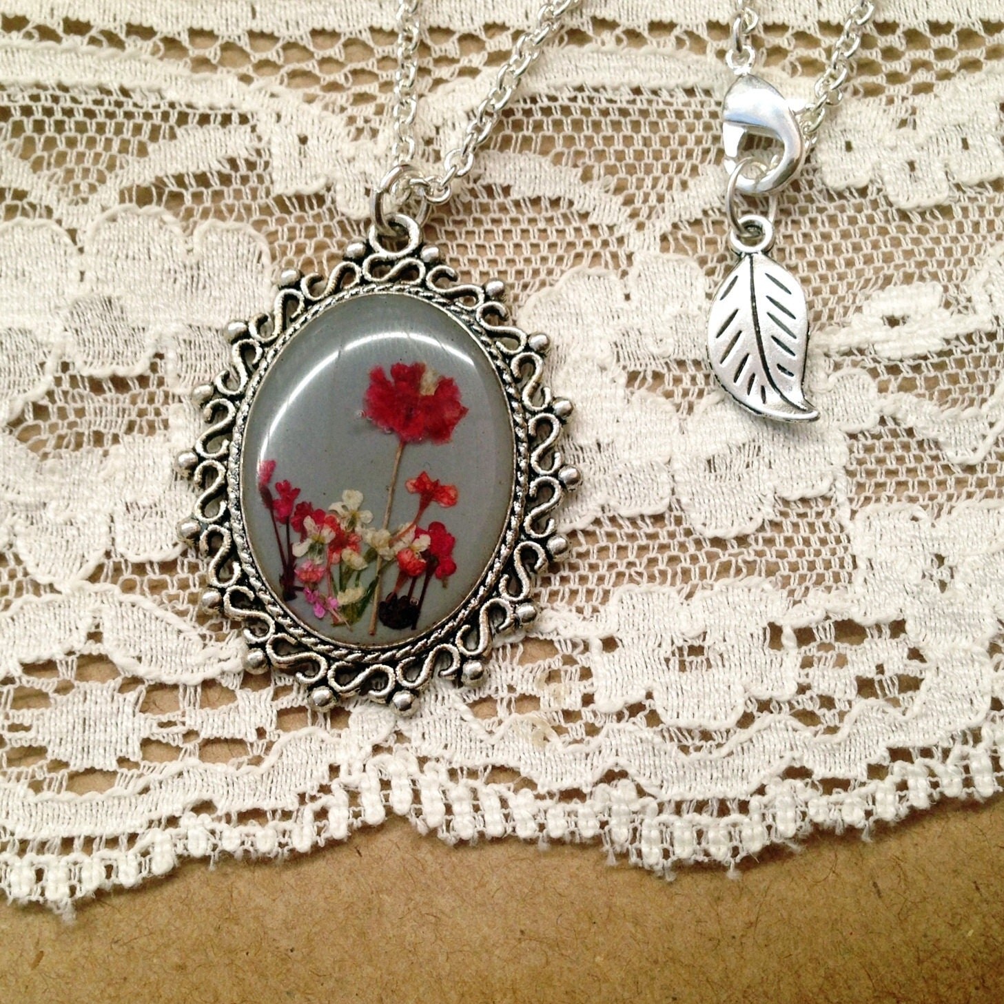 Real flower jewelry unique necklace one of a kind pressed