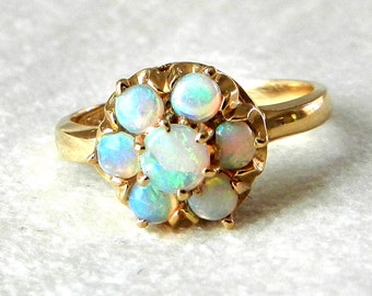 Gorgeous Green Opal 14K Gold Ring, Blue - Baden & Foss Antique Opal ...