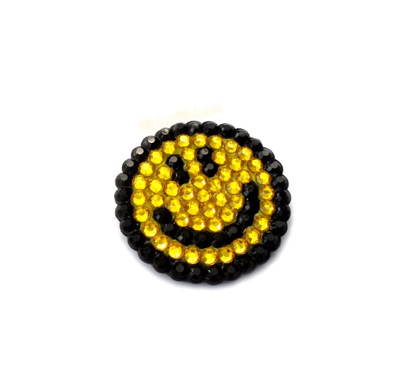 Smiley Face Brooch Sparkly Custom Colour Crystal by VelvetVolcano