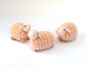 soft peach lamb knitted from boucle yarn - waldorf toys. Amigurumi. farm animal toys for playscape