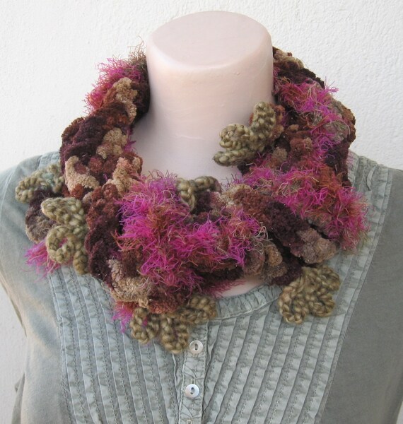 Items similar to Multi colored long crochet scarf. Bulky ...