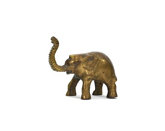 Vintage Brass Elephant Figurine - Brass Animal - Elephant Decor - Brass ...