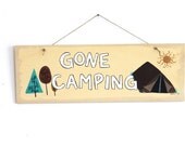 Items similar to Gone Camping Door Hanger, Tent Camping Sign, Summer