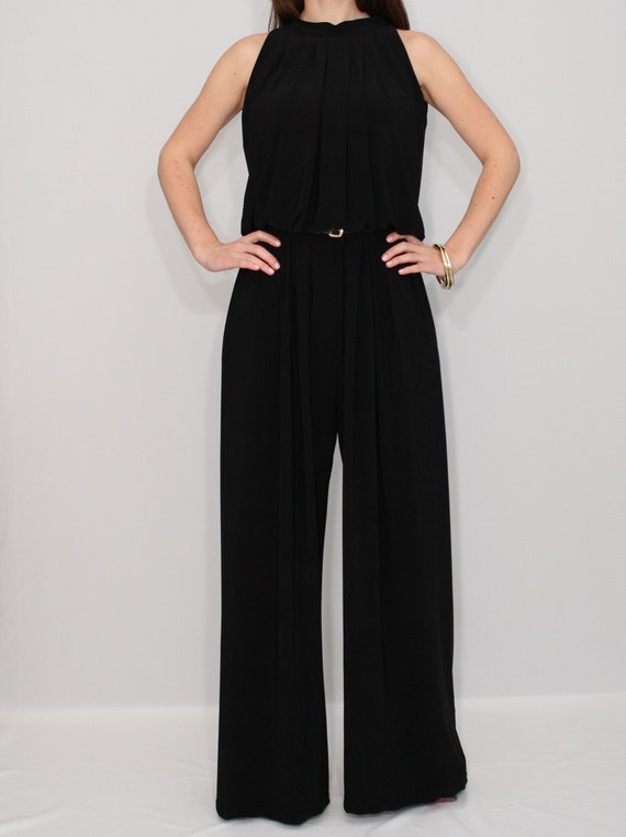 Black Women Jumpsuit Wide Leg Palazzo Pants for by KSclothing