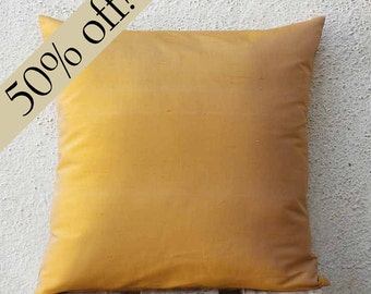 Gold Pillow, Silk Dupioni Pillow, Silk pillow, Pillow Cover, Neutral Pillow, 15x15 Pillow, - "HALF PRICE SALE"- s19F