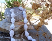 eco necklace with big beads of white corrugated cardboard