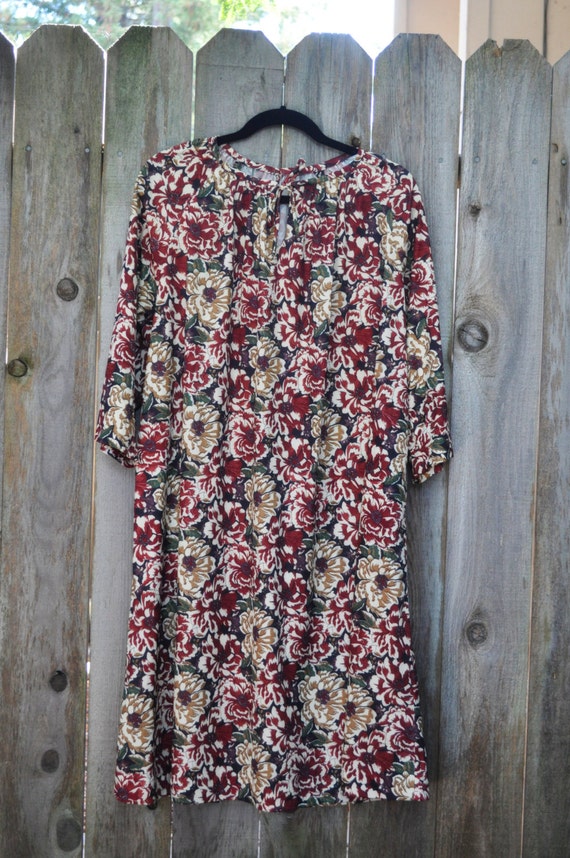 Plus Size Vintage Fall Color Floral Mumu Dress by RagAndBoneBroke