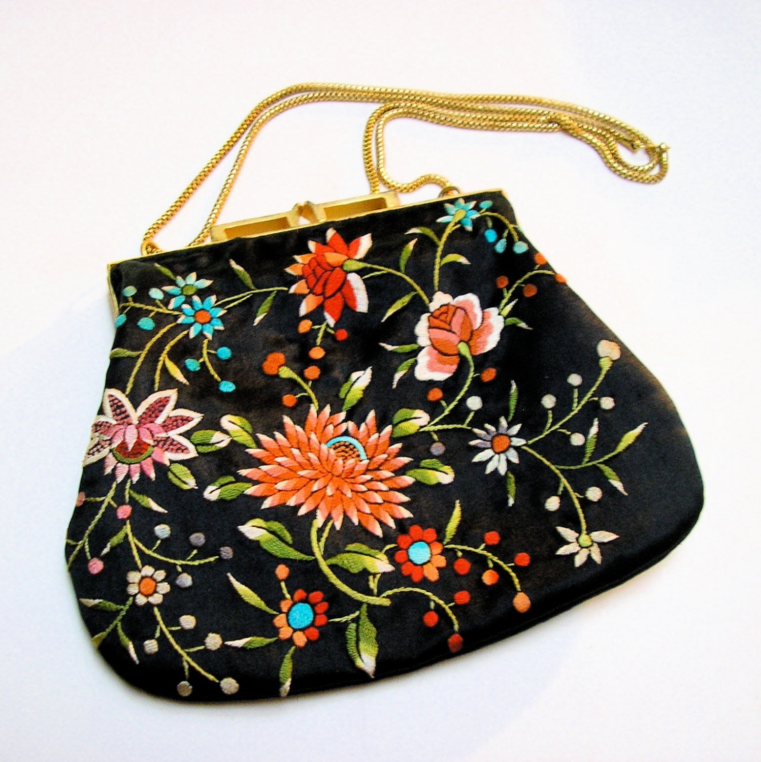 EMBROIDERED PURSE Vintage Hand Made Evening Bag