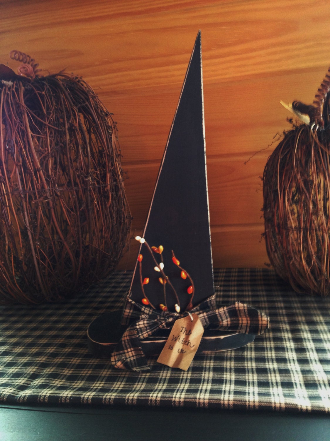 Primitive Wooden Witch Hat Halloween Decor Witch Decor Fall