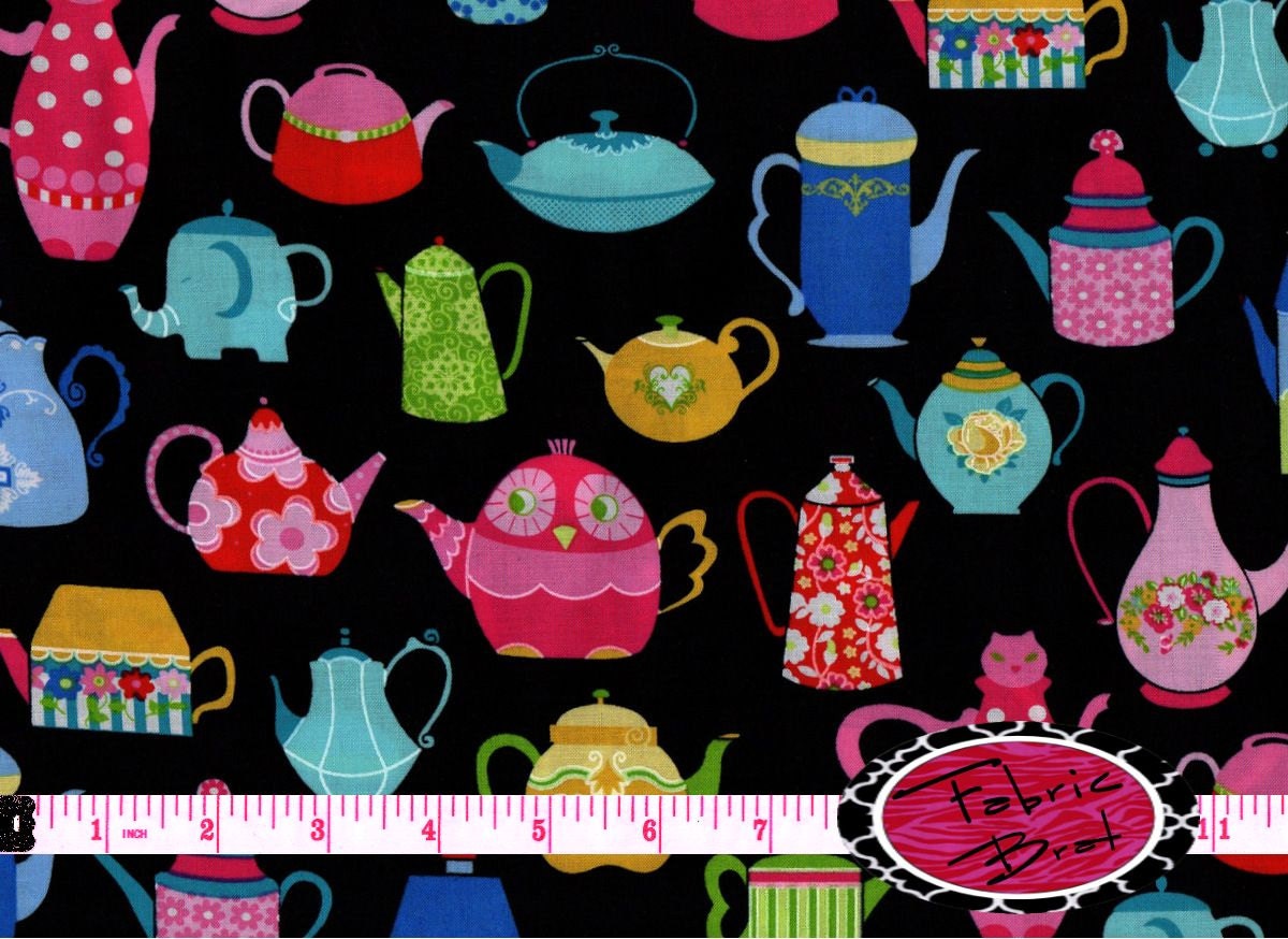 TEAPOT Fabric by the Yard Half Yard or Fat Quarter by FabricBrat