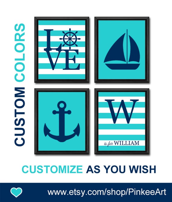 personalized baby wall decor nautical nursery anchor by PinkeeArt