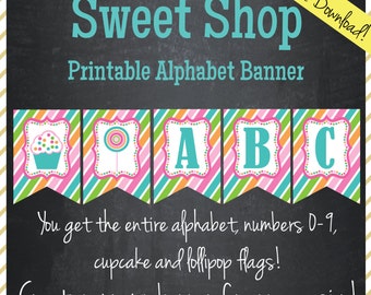 Sweet Shop Banner - Printable Alphabet - Instant Download