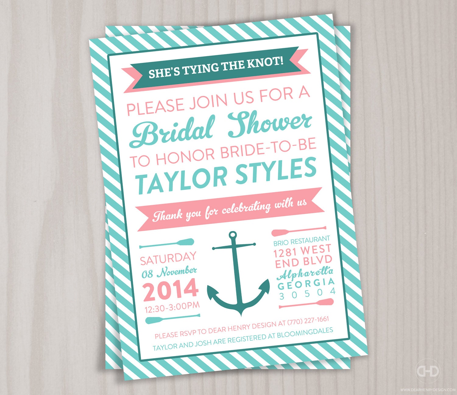 Beach Bridal Shower Invitation Nautical Bridal Shower