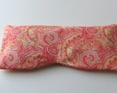 Yoga Eye Pillow, Relaxation Therapy, Bright Orange Paisley, Eye Mask, Removable Washable Cover, Hot/Cold Pack,  choice of herb or unscented