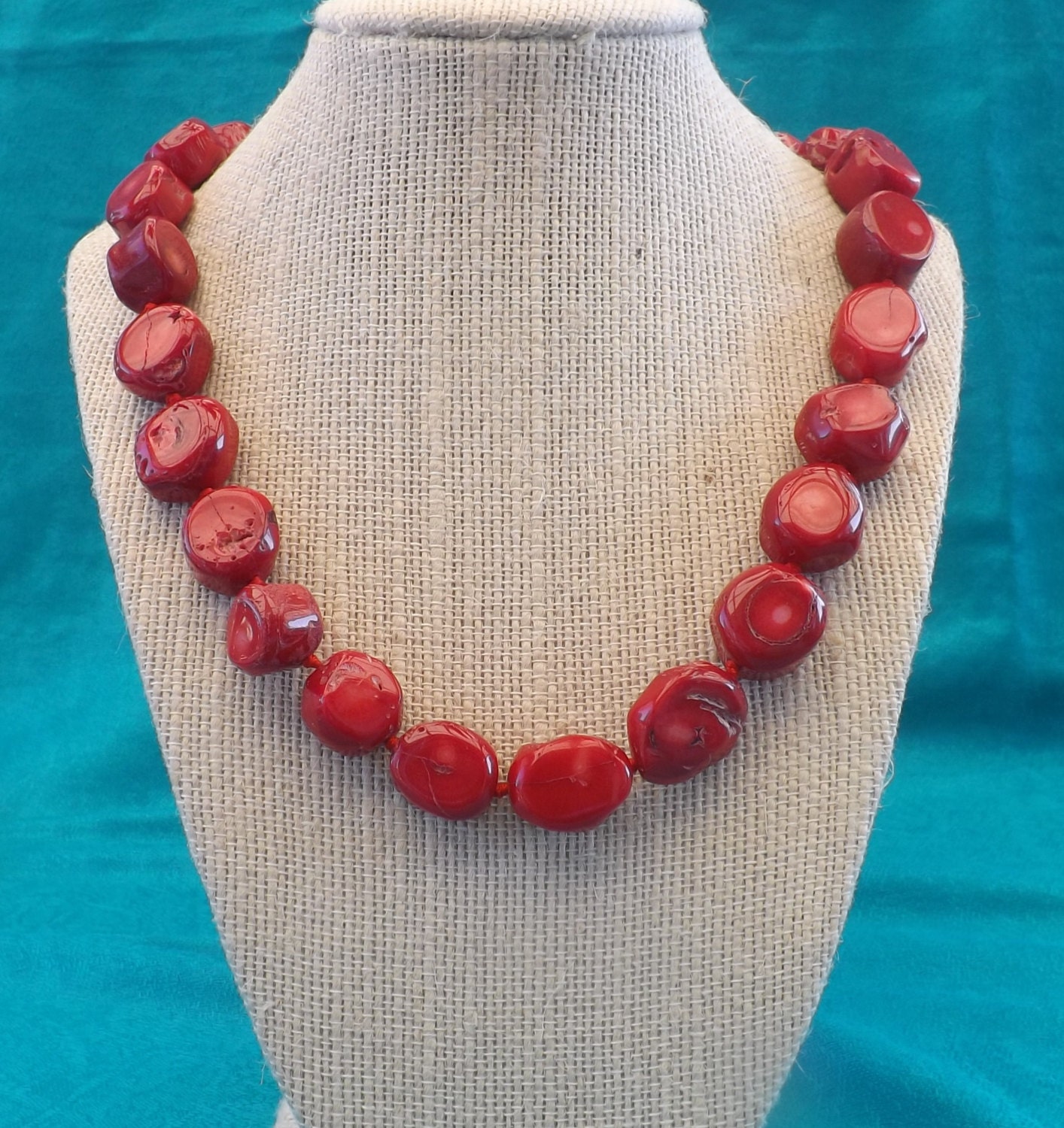 Red Coral Chunk Necklace