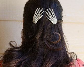 Skeleton Hand Hair Clip Set of Two