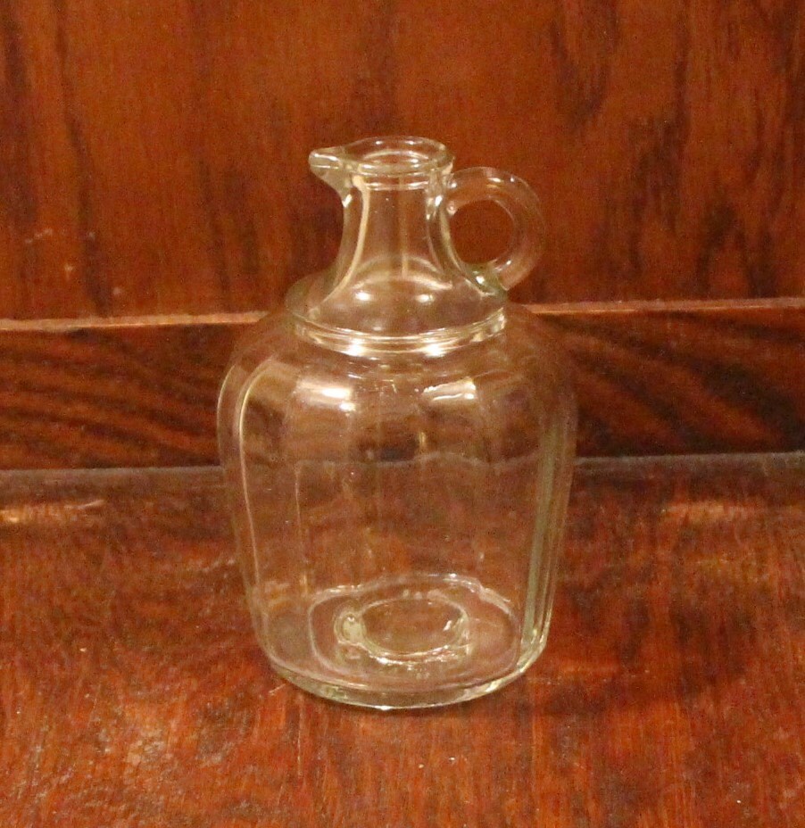 Antique Small Beveled Glass Jug With A Ring Handle by KjgBoutique