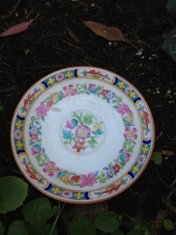 Minton Rose Bread & Butter Plate And Demi Saucer Old Globe Stamp 2 Pieces