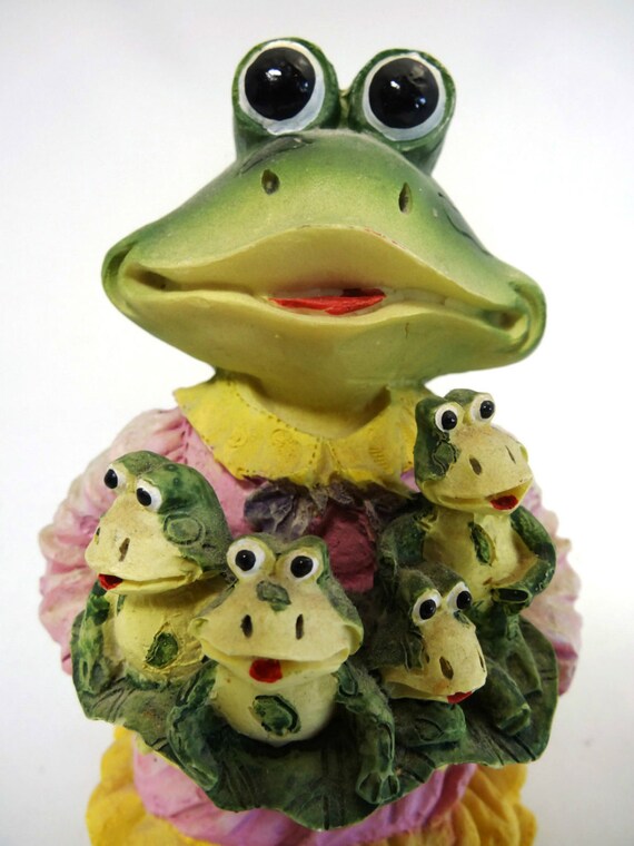 Vintage Mother Frog Figurine Mother Frog with by TinLizzyTreasures