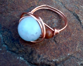 ... Wrapped with Copper Wire, Accented with Fancy Jasper. Size 7 (US