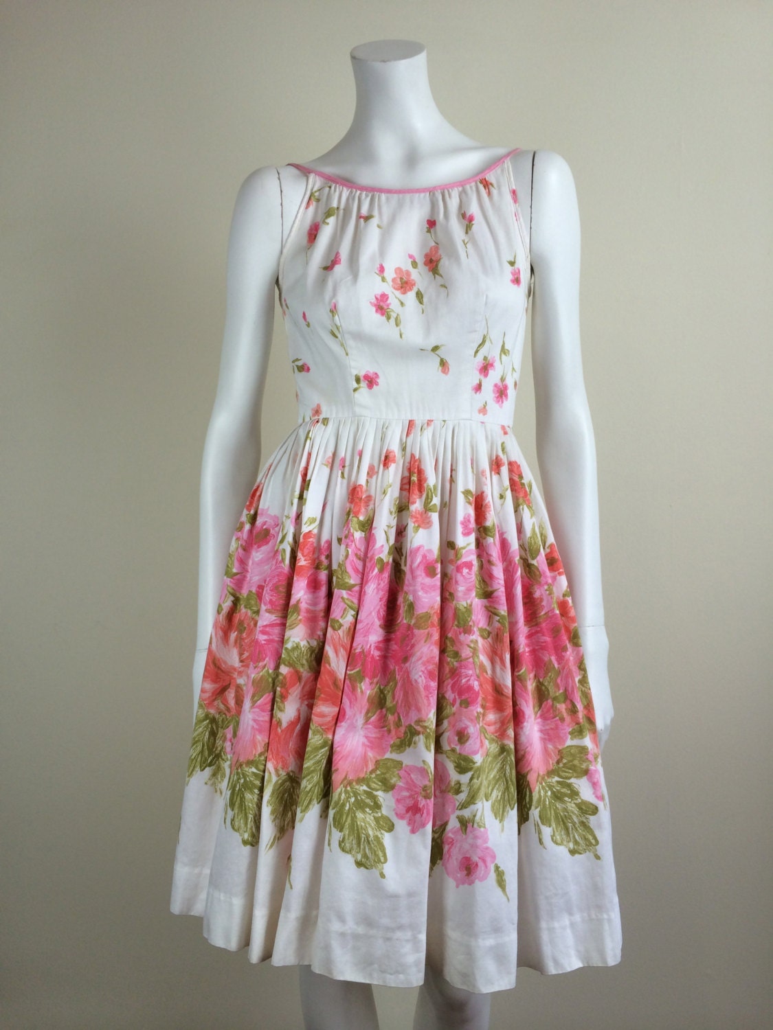 Ilene Ricky floral cotton day dress w/ full skirt