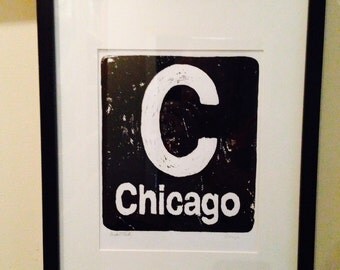 Chicago Subway Sign (8.5"x11") chicago, subway, sign, signs, trains, el, L, cta, blue, red, handmade, wall, art, print, frame, c, black,