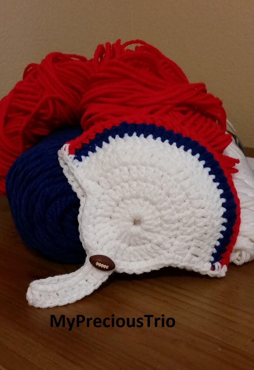 Crochet football helmet beanies in the colors of your choice