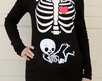 Halloween Skeleton Shirt, Halloween Costume Tshirt, Skeleton Baby BOY / NEUTRAL Pregnancy maternity Shirt