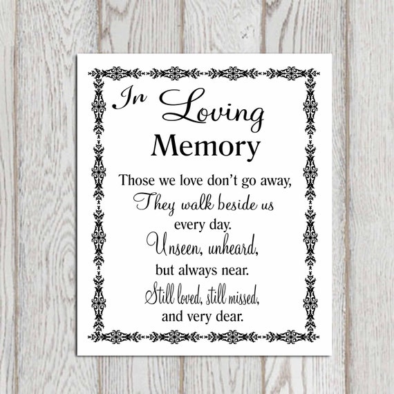 In loving memory printable Memorial table Wedding memorial