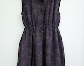 secretary dress / sleeveless dress / blue polka dot dress / japanese dress