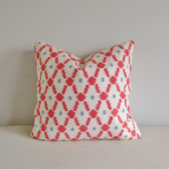 Coral Teal Decorative Pillow Cover 18x18 by IndigoBlissBoutique